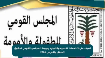 تعرف على 9 خدمات نفسية وقانونية يديرها المجلس القومي لحقوق الطفل والأم في 2024